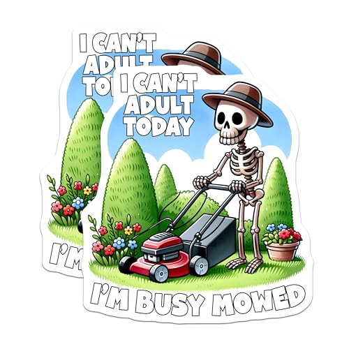 (2 Pack) I Can't Adult Today Magnets - Skeleton Yard Work - Funny Skeleton - Garden Humor Decor - 5" On Longest Side - for Cars, Fridges, Toolboxes - Made in USA - MAG7457