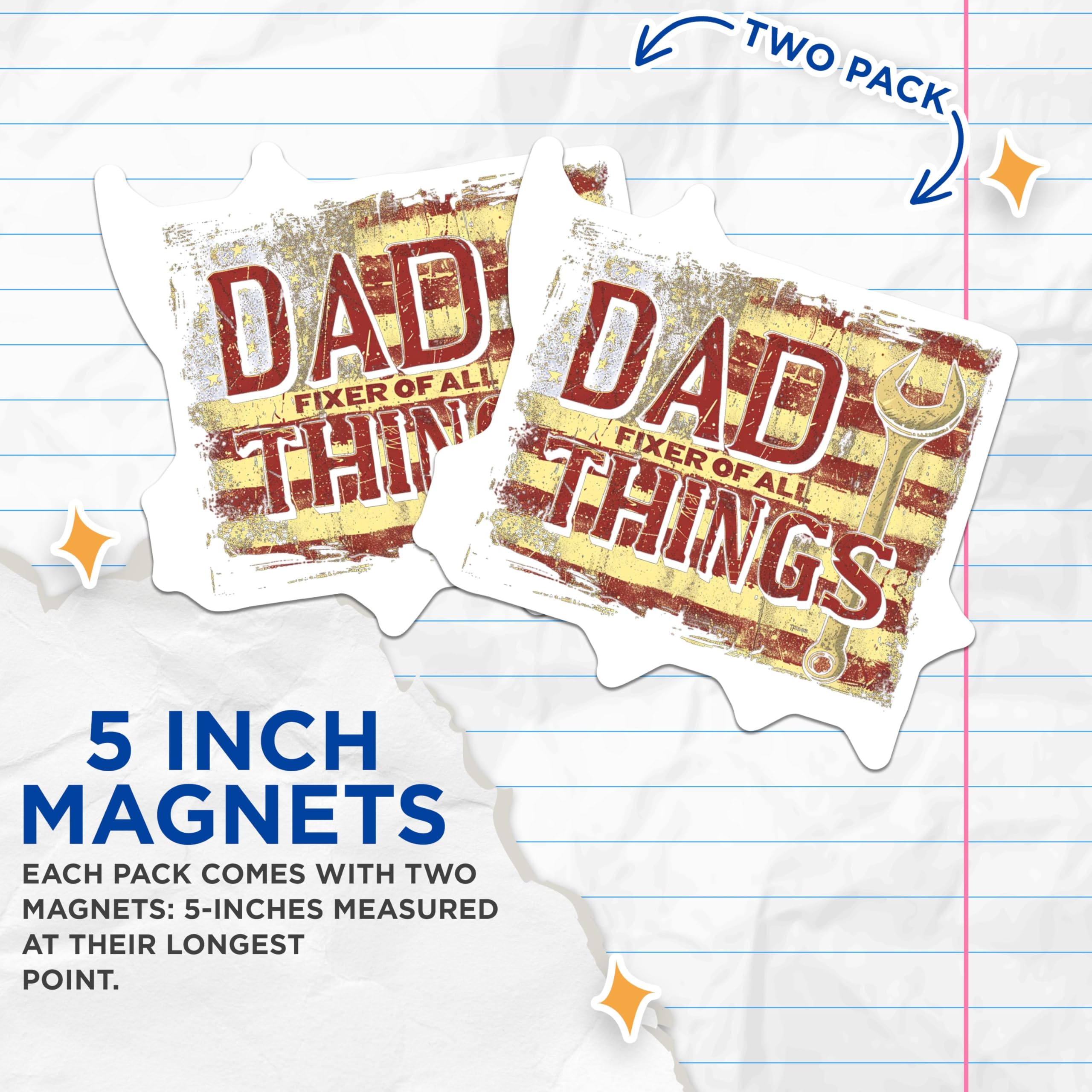 (2 Pack) Dad Fixer of All Things Magnets - Funny Dad Magnets - Father's Day Magnets - DIY Dad Magnets - 5" On Longest Side - for Cars, Refrigerators, Toolboxes, Lockers - Made in USA BMCS3055