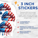 (3 Pack) Patriotic Lips Decals - American Flag Art - USA Lips Decal - 3 Inches On Longest Side - Easy Peel & Apply - Made in USA - 3MCS8587