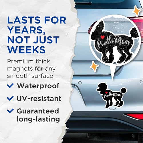 (2 Packs) Poodle Mom Magnets - Poodle Mom Dog Breed Magnets - 5 Inches On Longest Side - Premium Magnet - for Fridges, Toolboxes, Cars - Made in USA - MAG2513
