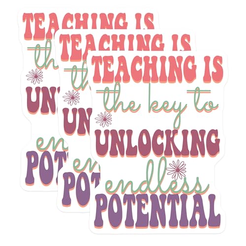 (3 Pack) Teaching is Key Decals - Teacher Appreciation - Educator Decal - 3 Inches On Longest Side - Easy Peel & Apply - Made in USA - 3MCS7566