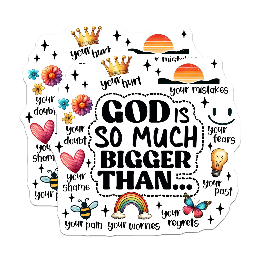 (2 Pack) God is Bigger Magnets - Religious Themed Decor - Inspirational Magnets - 5" On Longest Side - Premium Magnet - for Cars, Refrigerators, Toolboxes, Lockers - Made in USA - MAG16800