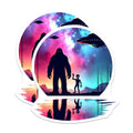 (2 Pack) Bigfoot Alien UFO Magnets - Cosmic Cryptid Encounter - Galactic Sci Fi Art Decor - 5 Inches On Longest Side - Thick Durable Magnet - Made in USA - MAG21072