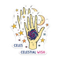 (2 Pack) Celestial Wish Magnets - Mystic Hand Galaxy Decor - Moon Stars Spiritual Art - 5 Inches On Longest Side - Thick Durable Magnet - Made in USA - MAG20605