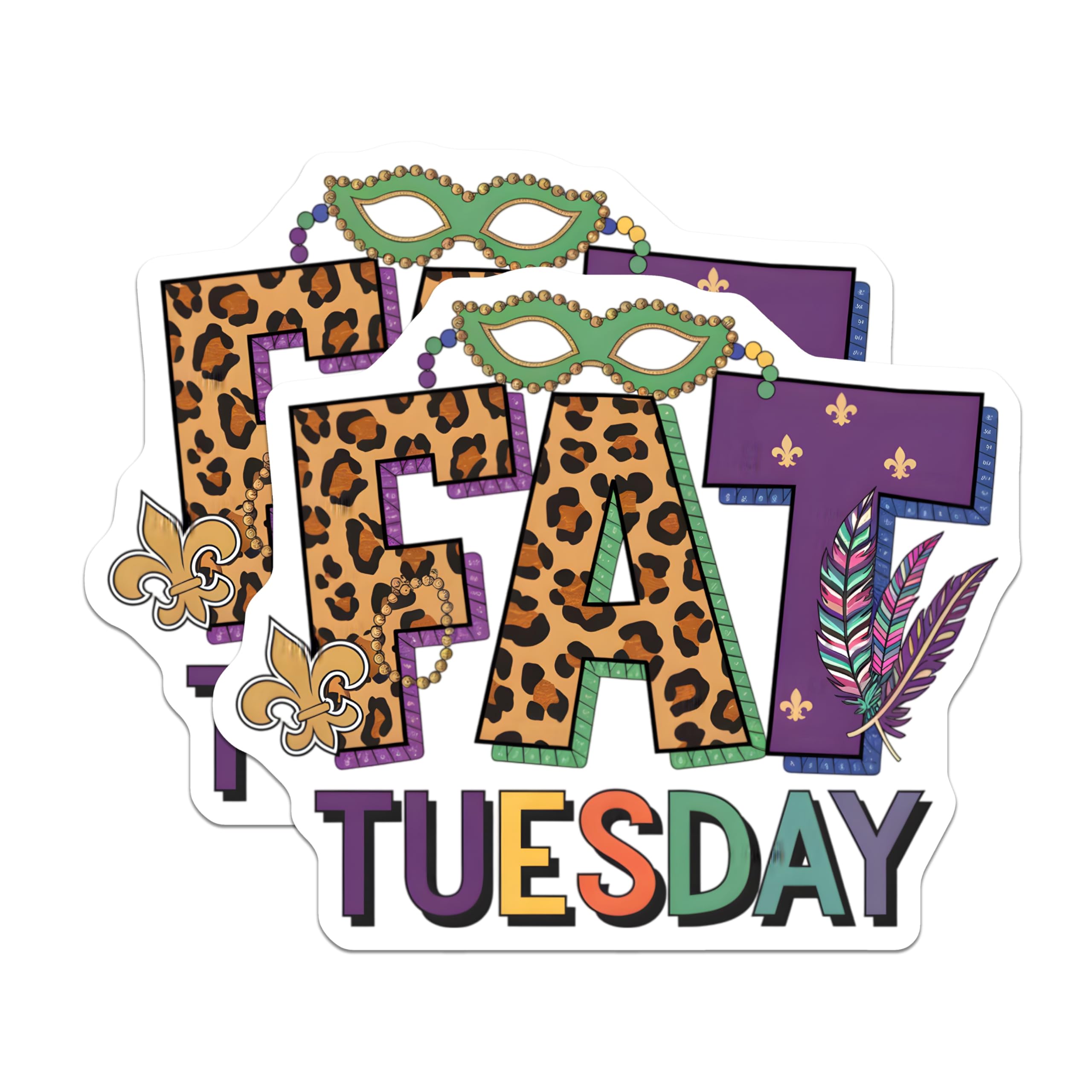 (2 Pack) Fat Tuesday Magnets - Mardi Gras Theme - Celebration Magnets - 5" On Longest Side - Premium Magnet - for Cars, Refrigerators, Toolboxes, Lockers - Made in USA - MAG14173