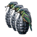 (3 Pack) Bird on Grenade Decals - Colorful Bird Art - Unique Laptop Decals - 3 Inches On Longest Side - Easy Peel & Apply - Made in USA - 3MCS0963