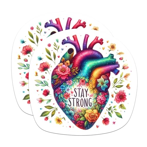 (2 Packs) Stay Strong Colorful Rainbow Heart Magnets - Positive Inspiring Motivating Magnets - 5" On Longest Side - Premium Magnet - for Fridges, Toolboxes, Cars - Made in USA - MAG2316