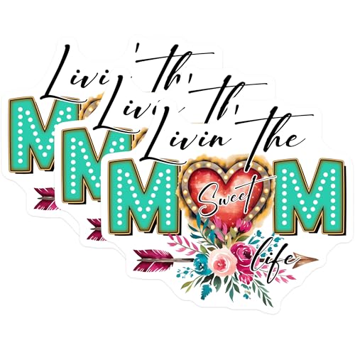 (3 Pack) Sweet Mom Life Decals - Floral Heart Decal - Arrow Decal - 3 Inches On Longest Side - Easy Peel & Apply - Made in USA - 3MCS6479