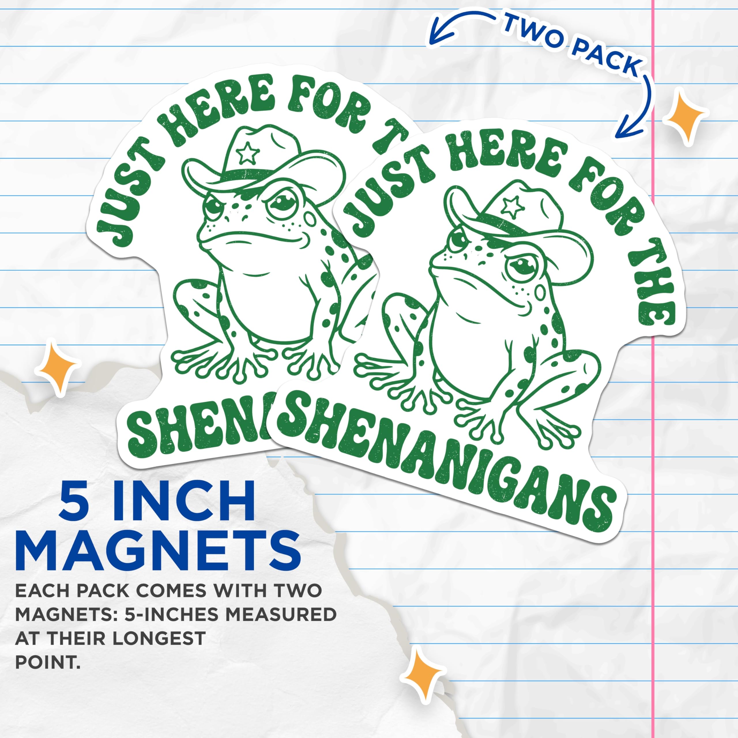 (2 Pack) Shenanigans Frog Magnets - Funny Frog Decor - Cowboy Frog Magnets - 5" On Longest Side - Premium Magnet - for Cars, Refrigerators, Toolboxes, Lockers - Made in USA - MAG16910