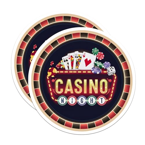 (2 Pack) Casino Night Stickers - Poker Cards - Gaming Night - 5" On Longest Side - Sticks to Smooth Flat Surfaces - Made in USA - BMCS6495
