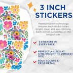(3 Pack) Floral Sea Turtle Decals - Boho Flower Laptop Sticker - Decorative Animal Decal - 3 Inches On Longest Side - Easy Peel & Apply - Made in USA - 3MCS8642