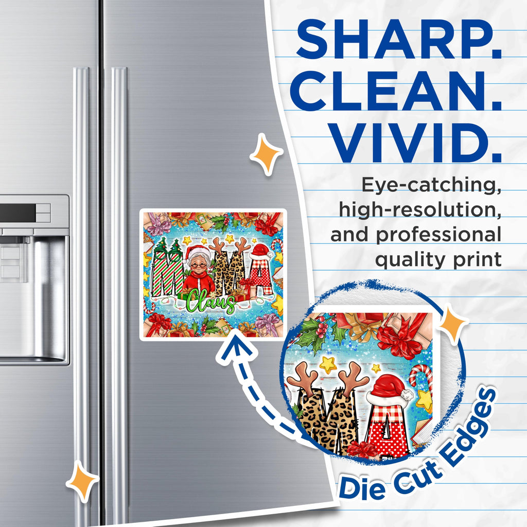 (2 Pack) Mama Claus Magnets - Mrs Claus Christmas Decorations - Holiday Kitchen Mom Grandma - 5 Inches On Longest Side - Thick Durable Magnet - Made in USA - MAG28619
