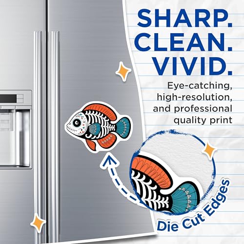(2 Pack) Day of The Dead Fish Magnet - Halloween Decor - 5" On Longest Side - Sticks to Smooth Flat Surfaces - Made in USA - MAG9463