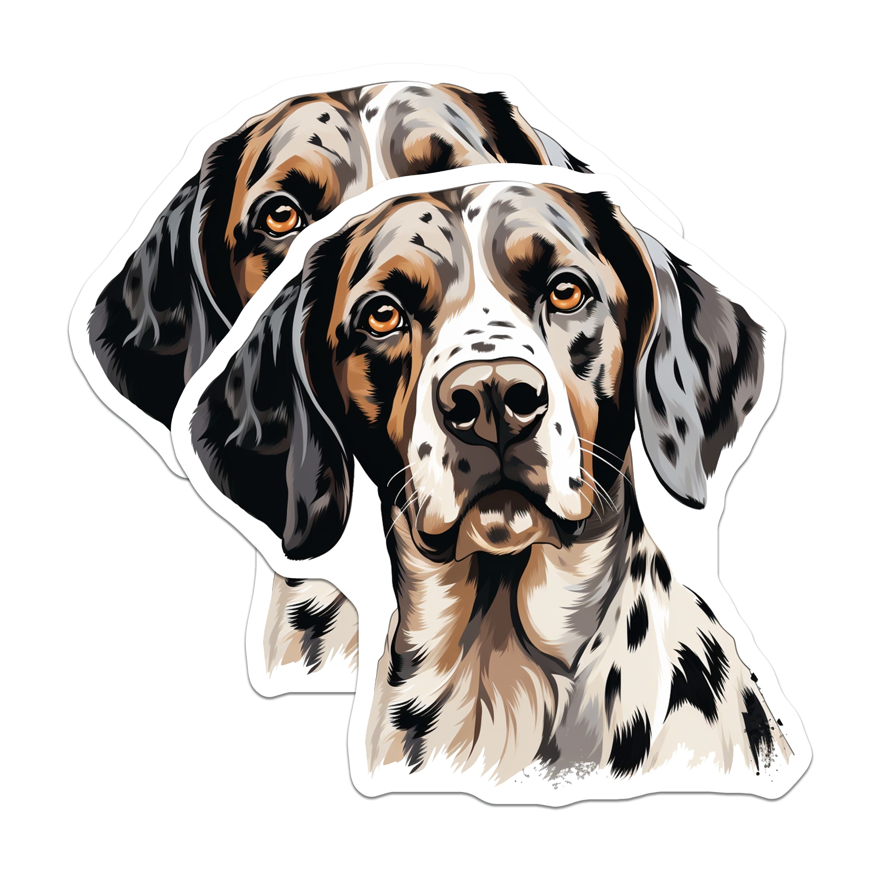 (2 Pack) Spotted Dog Magnets - Catahoula Leopard Dog Art - Dog Mom Refrigerator Decor - Animal Lover Canine Display - 5 Inches On Longest Side - Thick Durable Magnet - Made in USA - MAG36924