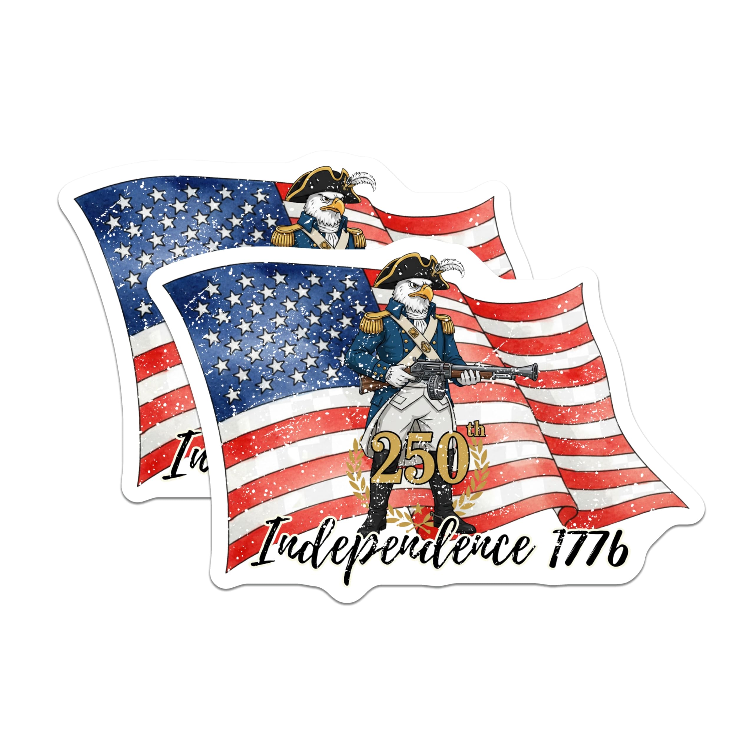 (2 Pack) Patriotic Eagle Magnets - 250th Independence Day 1776 - American History - 5 Inches On Longest Side - Thick Durable Magnet - Made in USA - MAG25927