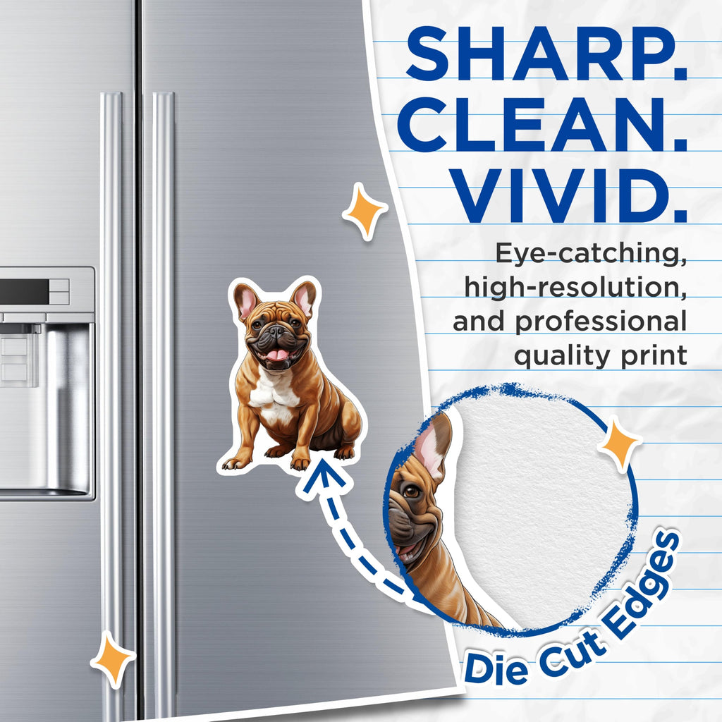 (2 Pack) French Bulldog Magnets - Happy Frenchie Dog Mom - Refrigerator Locker Decor - 5 Inches On Longest Side - Thick Durable Magnet - Made in USA - MAG30749