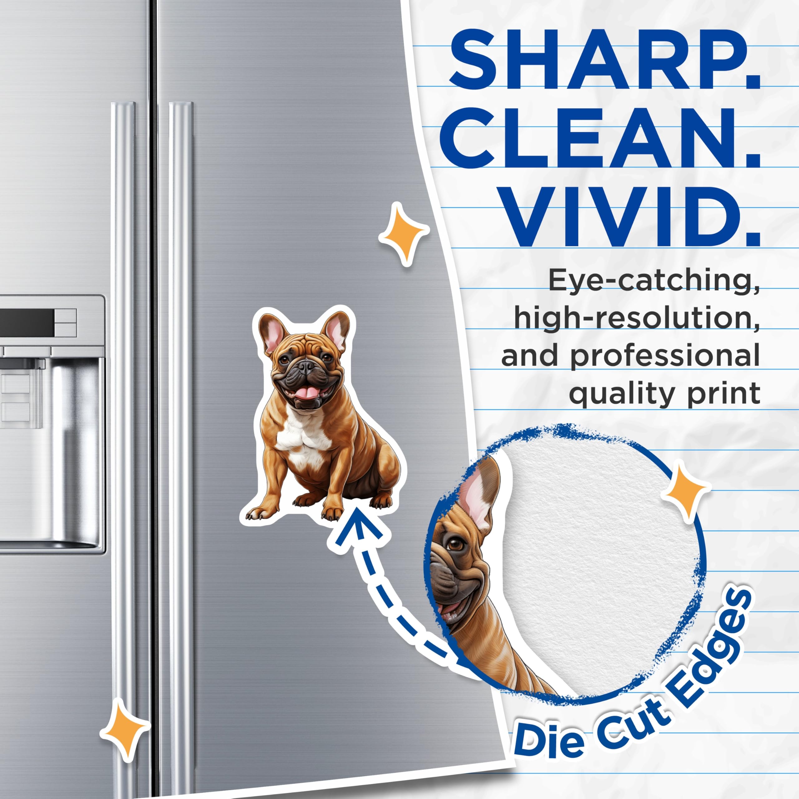 (2 Pack) French Bulldog Magnets - Happy Frenchie Dog Mom - Refrigerator Locker Decor - 5 Inches On Longest Side - Thick Durable Magnet - Made in USA - MAG30749