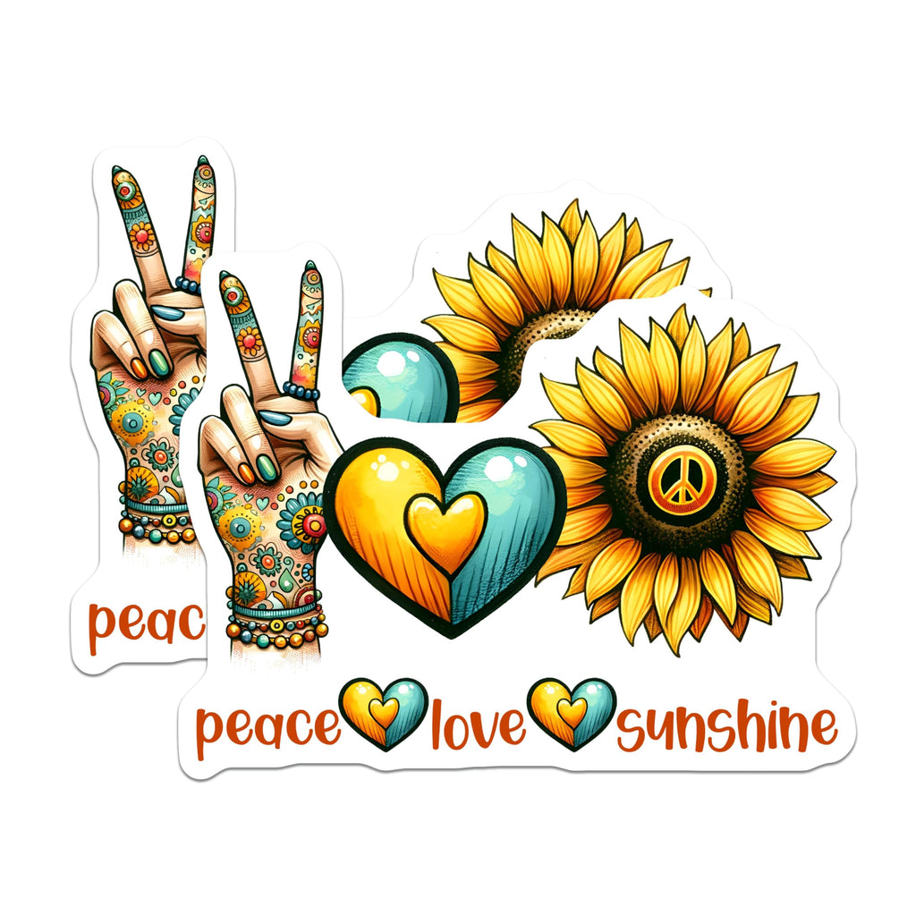 (2 Pack) Peace Love Sunshine Magnets - Inspirational Phrase Decor - 5" On Longest Side - for Cars, Fridges, Toolboxes - Made in USA - MAG7979