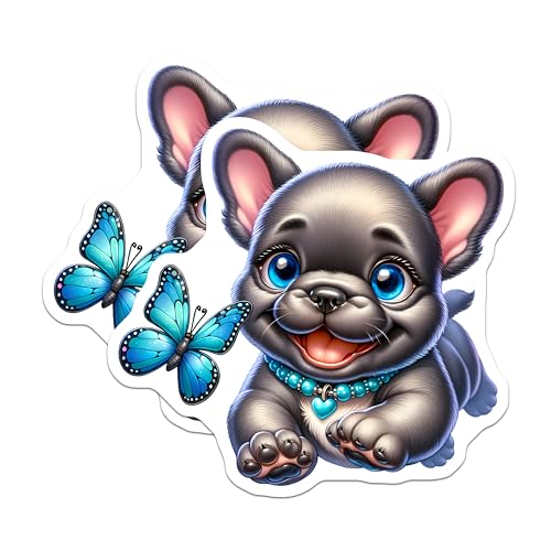 (2 Pack) Adorable Dog Magnet - Butterfly Design Decal Fridge Decor - 5" On Longest Side - Sticks to Smooth Flat Surfaces - Made in USA - MAG9604