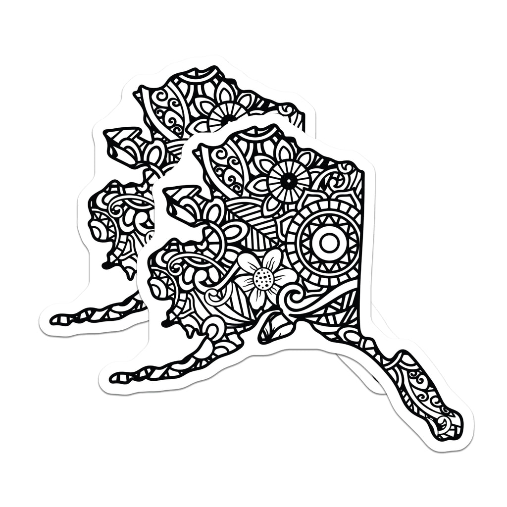 (2 Pack) Alaska Magnets - Mandala State Art - Decorative Fridge Magnets - 5" On Longest Side - Premium Magnet - for Cars, Refrigerators, Toolboxes, Lockers - Made in USA - MAG17392