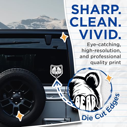 (2 Pack) Papa Bear Stickers - Cool Bear Sunglasses Stickers - Fun Bear Decal Stickers - 5" On Longest Side - Sticks to Any Smooth Flat Surface - Made in USA - BMCS3602