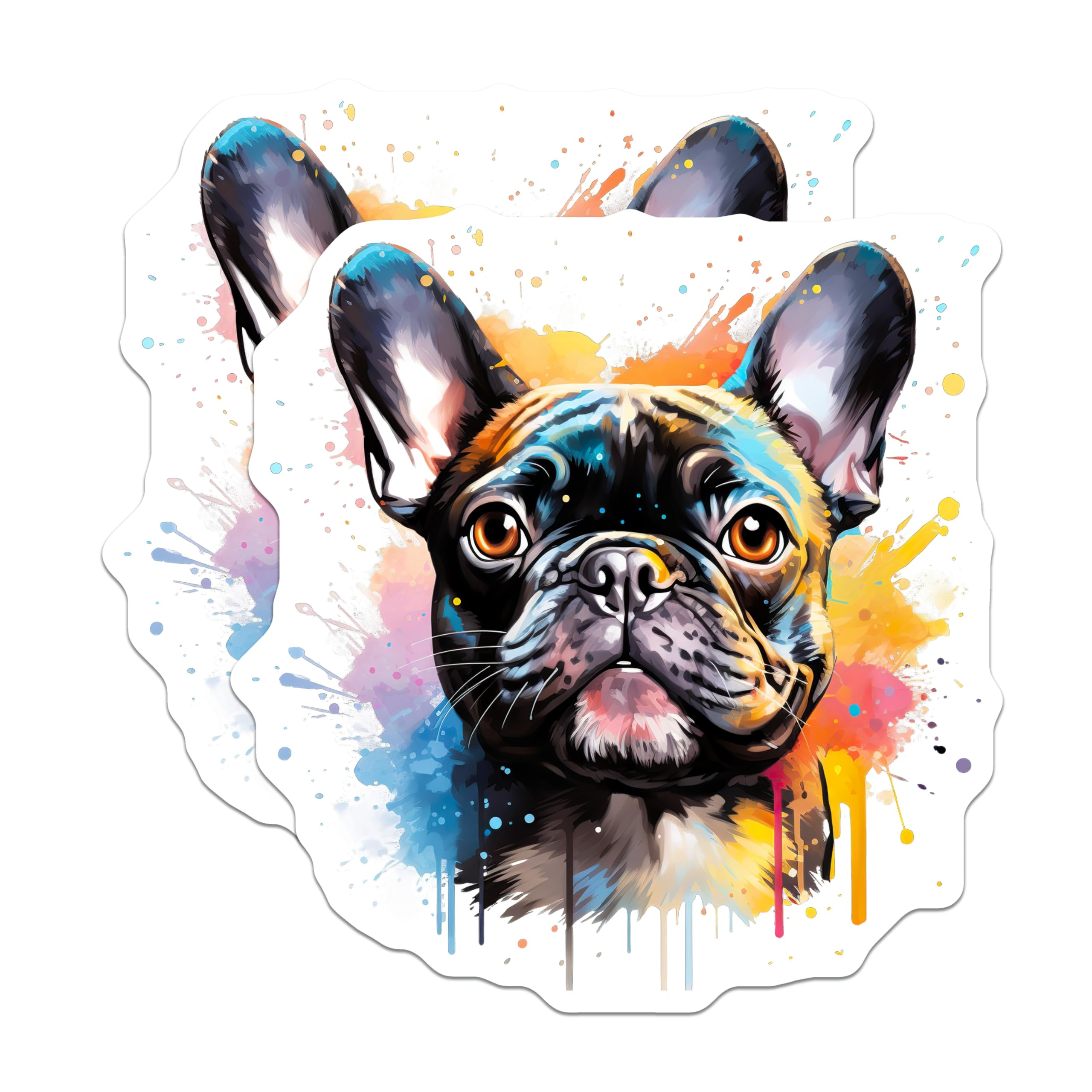 (2 Pack) French Bulldog Magnets - Watercolor Frenchie Art - Dog Lover Decor - Pet Owner Present - 5 Inches On Longest Side - Thick Durable Magnet - Made in USA - MAG30982