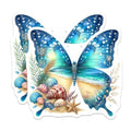 (2 Pack) Butterfly Beach Magnets - Seashell Decor - Summer Ocean Theme - 5" On Longest Side - for Cars, Fridges, Toolboxes - Made in USA - MAG7221