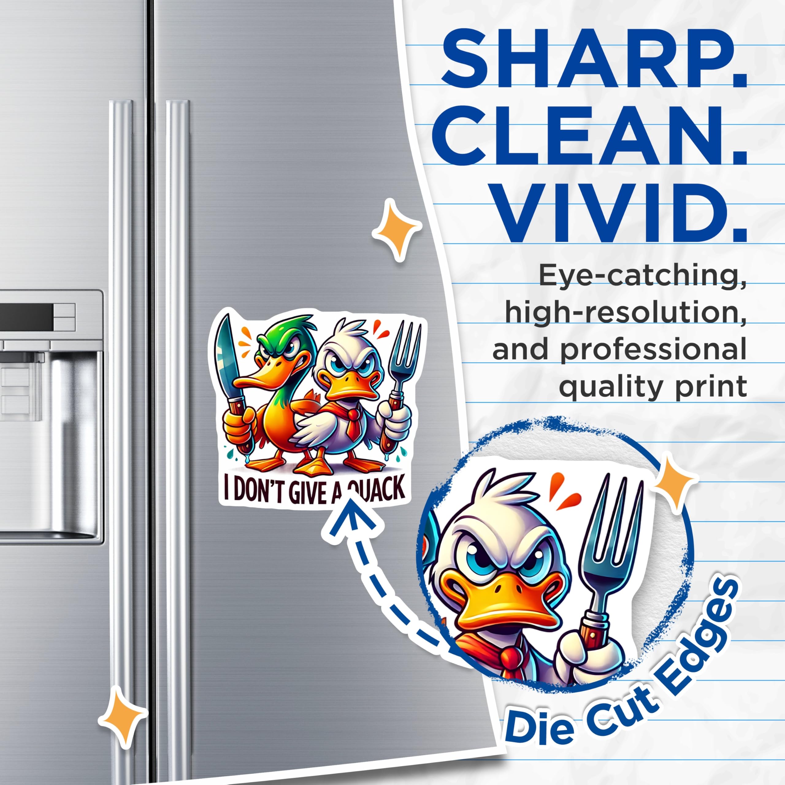 (2 Pack) Funny Duck Magnets - I Don't Give a Quack - Cartoon Duck Decor - 5" On Longest Side - Premium Magnet - for Cars, Refrigerators, Toolboxes, Lockers - Made in USA - MAG15883