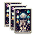 (3 Pack) Salty B Decals - Funny Tarot Card - Sarcastic Skeleton Sticker - 3 Inches On Longest Side - Easy Peel & Apply - Made in USA - 3MCS4259