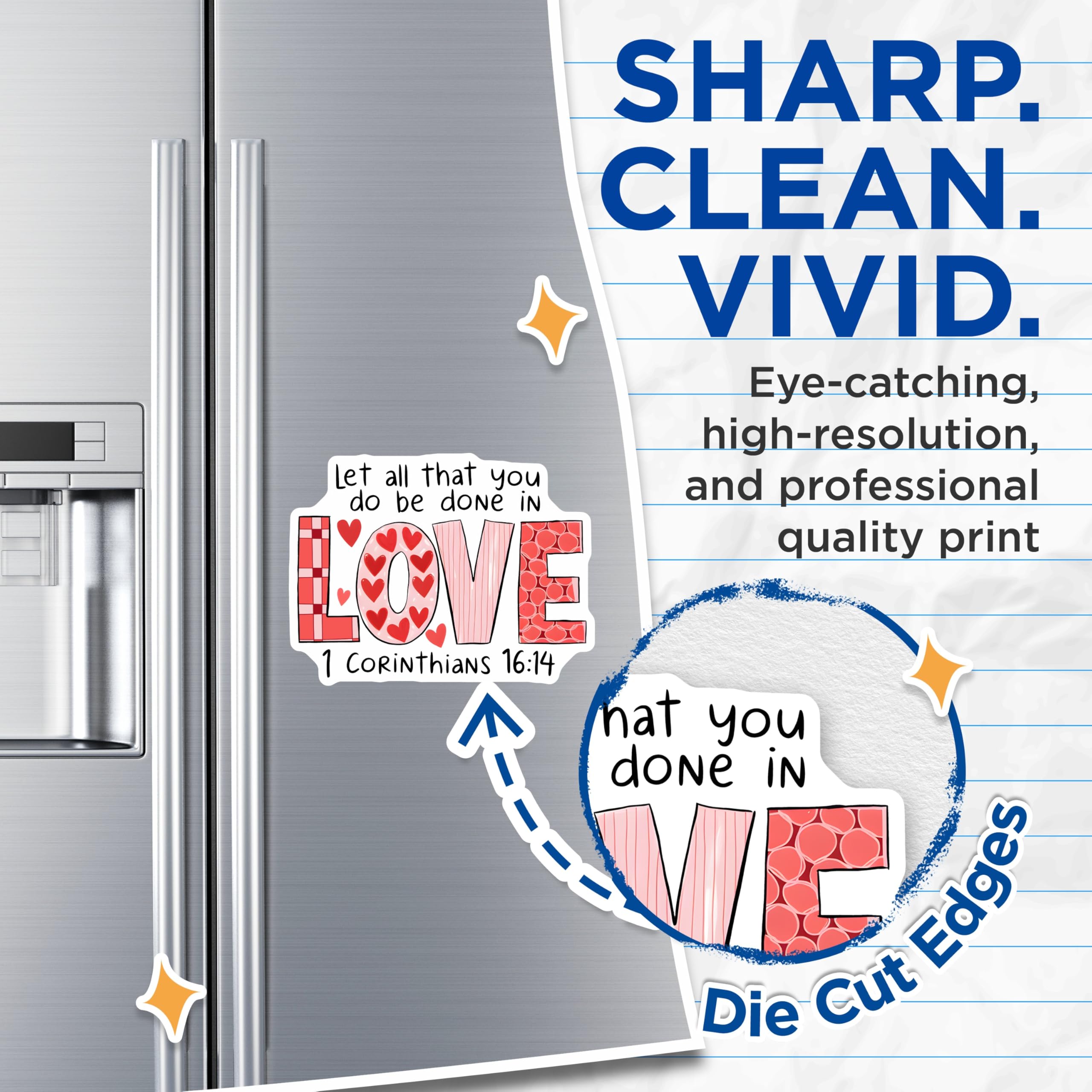 (2 Pack) Love Corinthians Magnets - Christian Verse Decor - Scripture Refrigerator Magnet - 5" On Longest Side - Premium Magnet - for Cars, Refrigerators, Toolboxes, Lockers - Made in USA - MAG17843