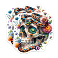 (2 Pack) Sugar Skull Snake Magnets - Día de Los Muertos Art - Vibrant Floral Decor - 5 Inches On Longest Side - Thick Durable Magnet - Made in USA - MAG23010