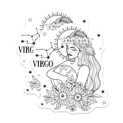 (2 Pack) Virgo Stickers - Zodiac Stickers - Astrology Stickers - 5" On Longest Side - Sticks to Smooth Flat Surfaces - Made in USA - BMCS5850