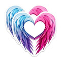 (2 Pack) Heart Wings Stickers - Colorful Heart Sticker - Unique Heart Art Stickers - 5" On Longest Side - Sticks to Smooth Flat Surfaces - Made in USA - BMCS7281