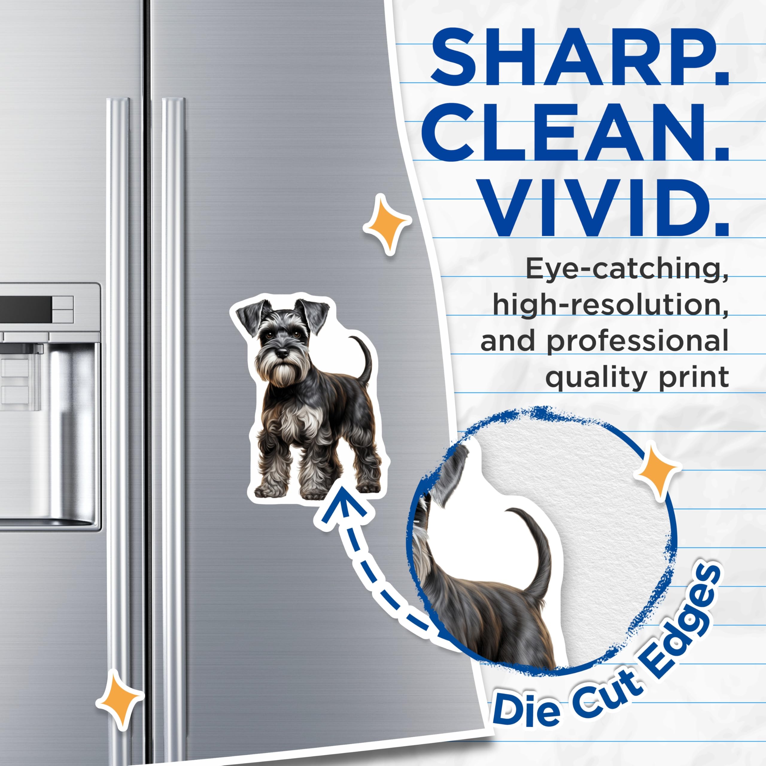 (2 Pack) Schnauzer Dog Magnets - Pet Owner Decor - Animal Fridge Accessory - 5 Inches On Longest Side - Thick Durable Magnet - Made in USA - MAG25740