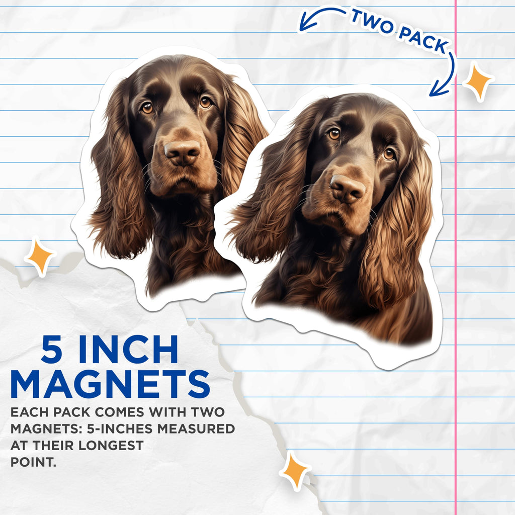 (2 Pack) Cocker Spaniel Magnets - Brown Spaniel Dog Art Decor - Pet Lover Refrigerator Magnets - Dog Owner Accent - 5 Inches On Longest Side - Thick Durable Magnet - Made in USA - MAG25451