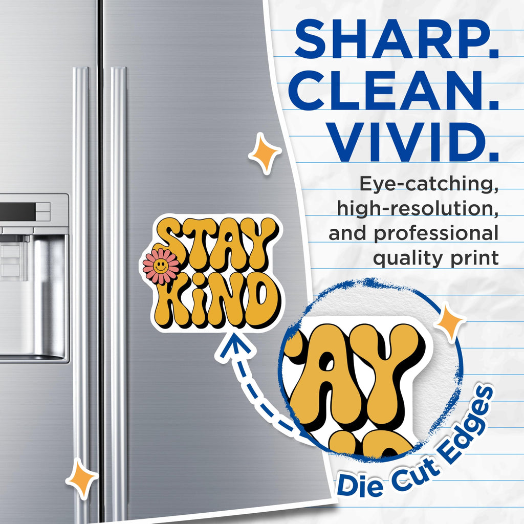 (2 Pack) Stay Kind Magnets - Retro Daisy - Positive Vibe Decor - 5 Inches On Longest Side - Thick Durable Magnet - Made in USA - MAG22123