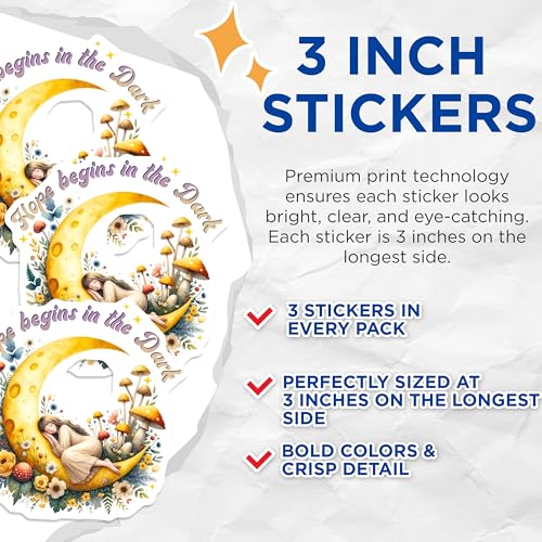 (3 Pack) Moon Girl Decals - Hope Begins - Laptop Decals - 3 Inches On Longest Side - Easy Peel & Apply - Made in USA - 3MCS7803