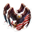 (2 Pack) Bald Eagle Magnets - American Flag Design - Patriotic USA Decor - Freedom Symbol Art - Veteran Appreciation Display - 5 Inches On Longest Side - Thick Durable Magnet - Made in USA - MAG23181