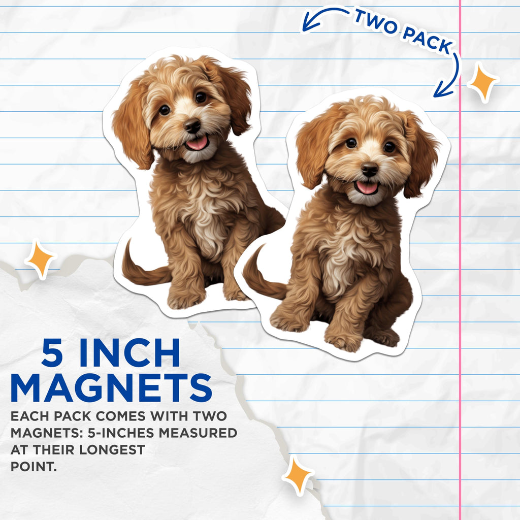 (2 Pack) Cavapoo Puppies Magnets - Adorable Dog Lovers Decor - Cute Pet Owner Accessories - 5 Inches On Longest Side - Thick Durable Magnet - Made in USA - MAG24549
