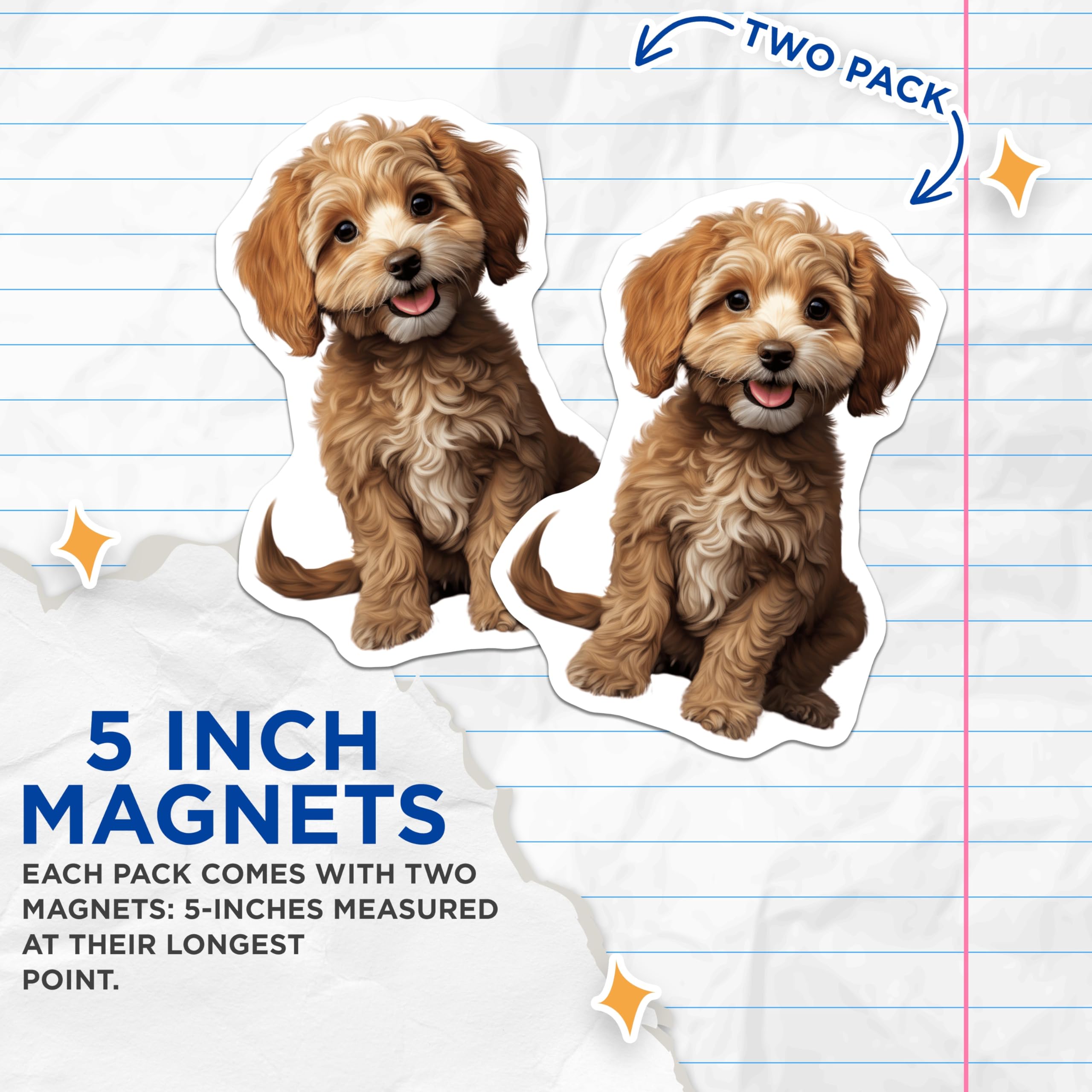 (2 Pack) Cavapoo Puppies Magnets - Adorable Dog Lovers Decor - Cute Pet Owner Accessories - 5 Inches On Longest Side - Thick Durable Magnet - Made in USA - MAG24549