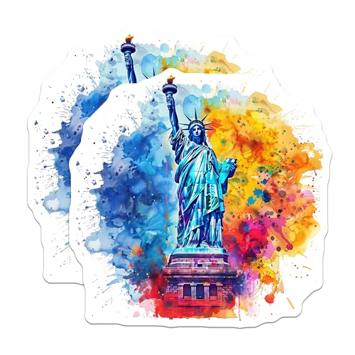 (2 Pack) Statue of Liberty Stickers - Colorful Art Stickers - New York Landmark Stickers - 5" On Longest Side - Sticks to Smooth Flat Surfaces - Made in USA - BMCS5197