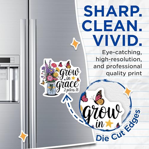 (2 Pack) Grow in Grace Magnets - Inspirational Magnets - Biblical Verse Magnets with Flowers and Butterflies - 5" On Longest Side - for Cars, Fridges, Toolboxes - Made in USA - MAG6726