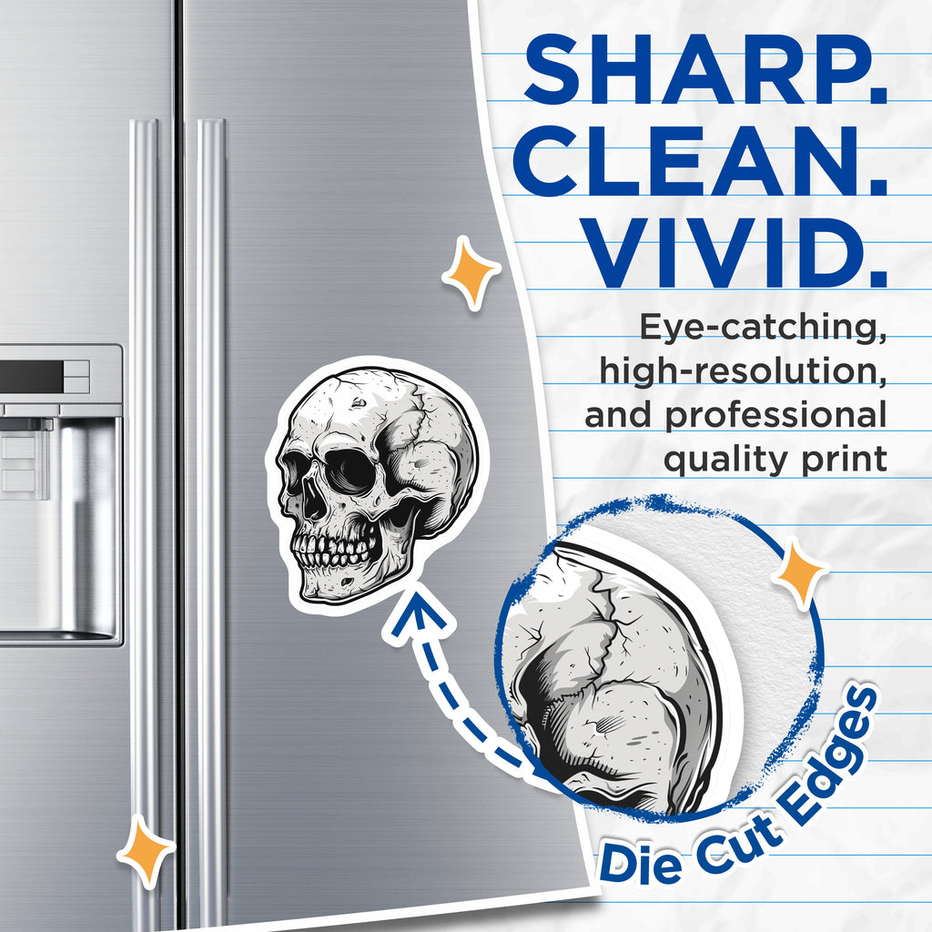 (2 Pack) Skull Head Magnets - Gothic Home Decor - Macabre Kitchen Magnets - Spooky Locker Accessories - 5 Inches On Longest Side - Thick Durable Magnet - Made in USA - MAG37681