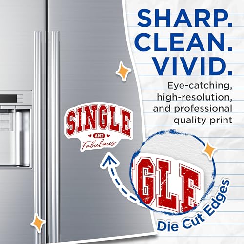 (2 Pack) Single and Fabulous Magnets - Fun Statement Magnets - Red and White Decorative Magnets - 5" On Longest Side - for Cars, Refrigerators, Toolboxes, Lockers - Made in USA MAG3563