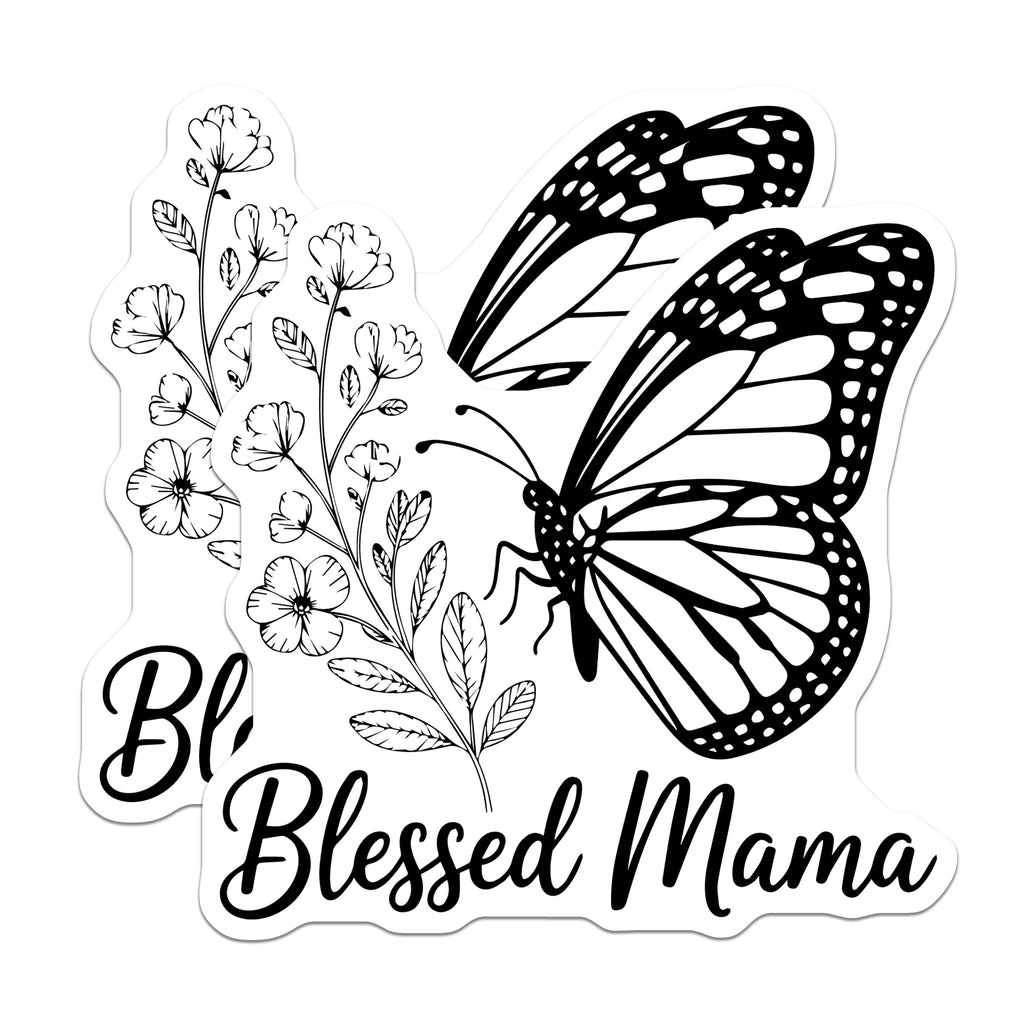 (2 Pack) Blessed Mama Magnets - Butterfly Floral Decor - New Motherhood Affirmation - 5 Inches On Longest Side - Thick Durable Magnet - Made in USA - MAG38324