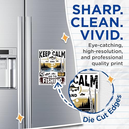 (2 Pack) Keep Calm and Go to Fishing Magnets - Fishing Scenery Magnets - Outdoor Adventure Magnets- 5" On Longest Side - for Fridges, Toolboxes, Cars - Made in USA - MAG2618