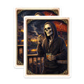 (2 Pack) Skeleton Smoking Magnets - Grim Reaper Art - Gothic Fridge Decor - 5" On Longest Side - Premium Magnet - for Cars, Refrigerators, Toolboxes, Lockers - Made in USA - MAG16342