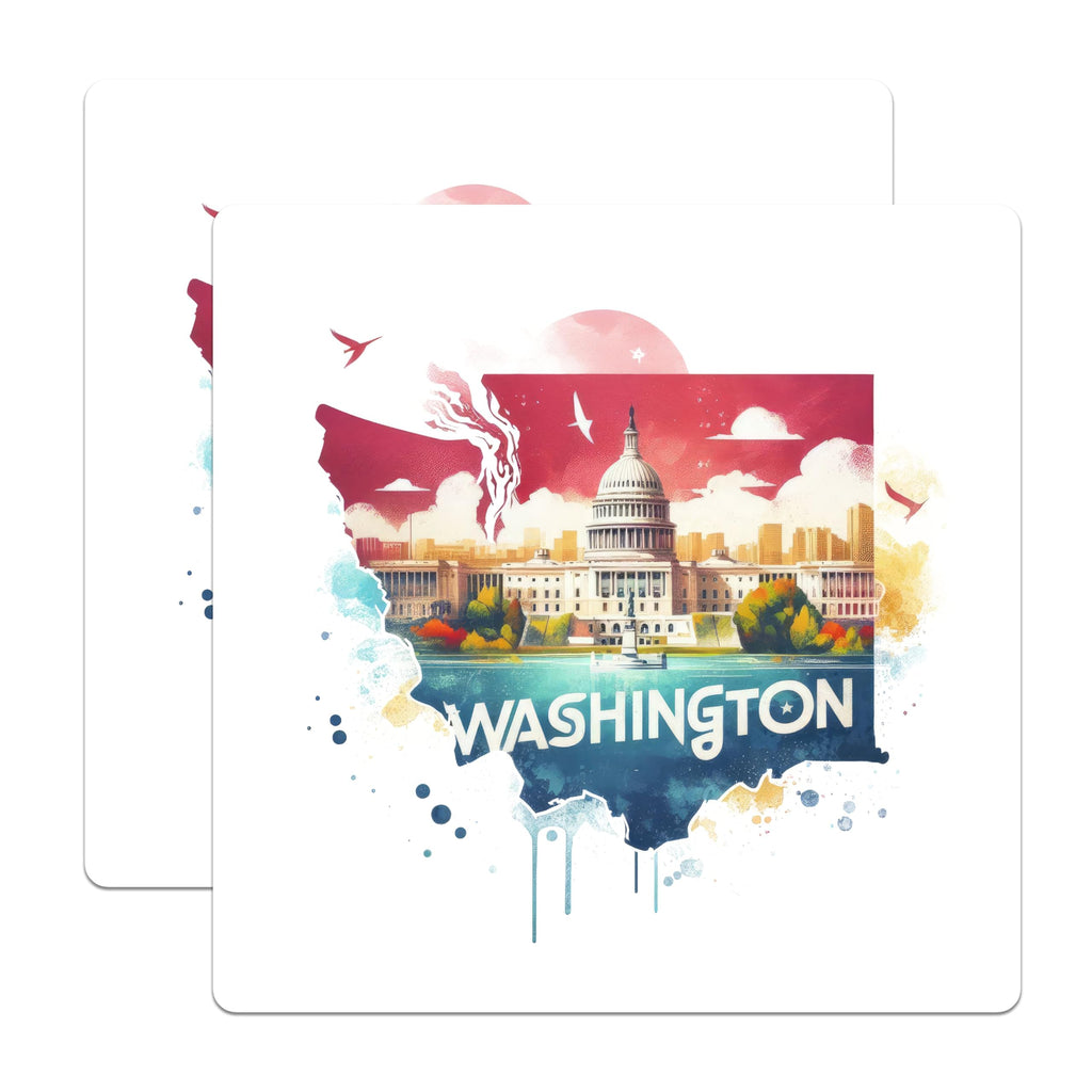 (2 Pack) Washington DC Travel Stickers - Washington Landmark- Capitol Building Illustration - United States Capitals - 5" On Longest Side - Made in USA - BMCS5558
