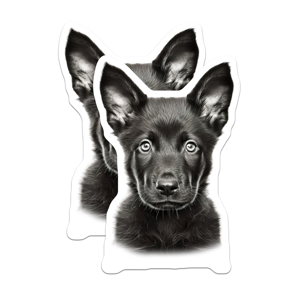 (2 Pack) German Shepherd Puppy Magnets - Dog Lover Refrigerator Decor - Cute Puppy Art - 5 Inches On Longest Side - Thick Durable Magnet - Made in USA - MAG26914