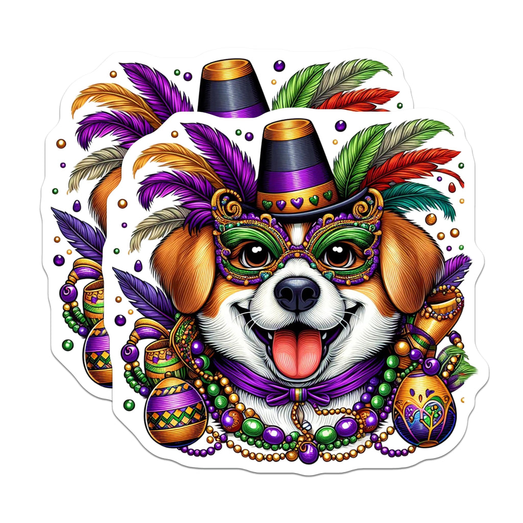 (2 Pack) Mardi Gras Dog Magnets - Carnival Beagle - Party Favor Magnets - 5" On Longest Side - Premium Magnet - for Cars, Refrigerators, Toolboxes, Lockers - Made in USA - MAG15718